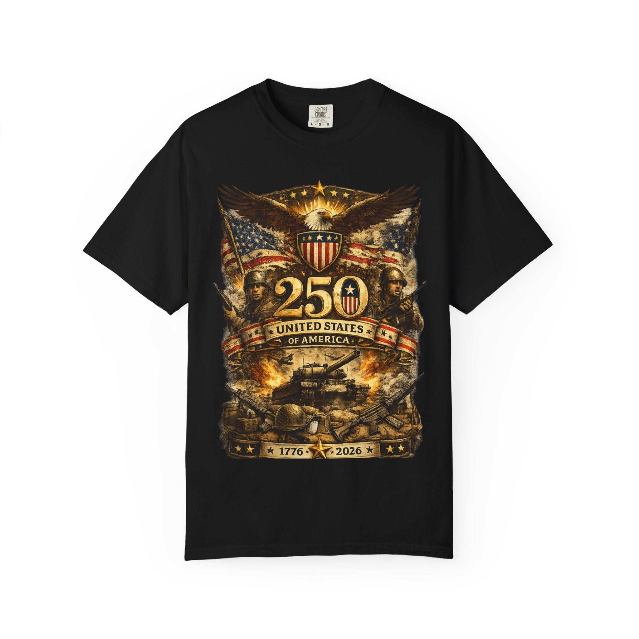 250th United States Anniversary T-Shirt — Patriotic Eagle & Military Heritage Tee (1776–2026)