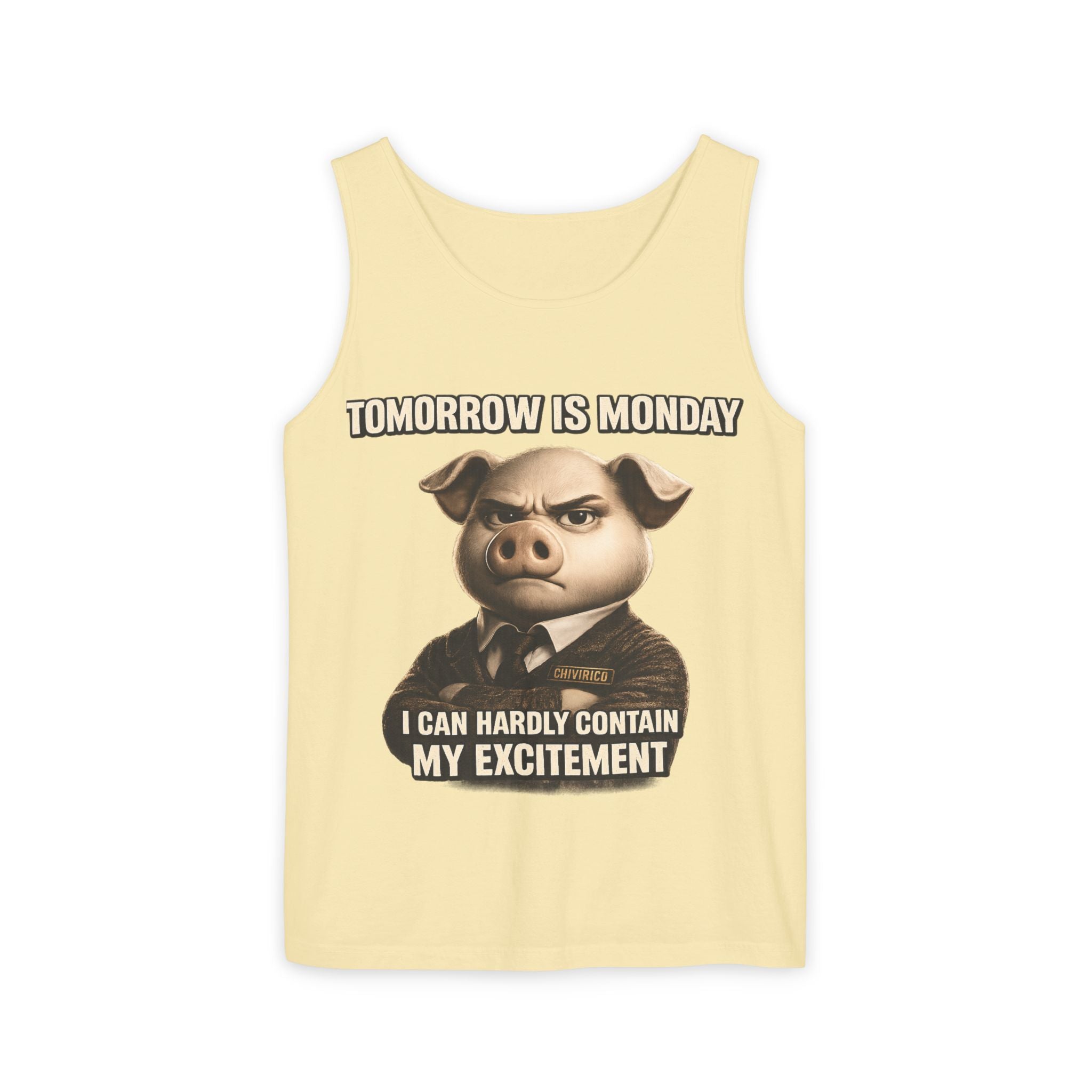 Funny 'Tomorrow Is Monday' Pig Tank Top — I Can Hardly Contain My Excitement