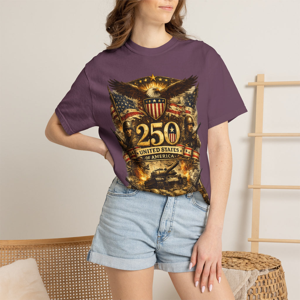 250th United States Anniversary T-Shirt — Patriotic Eagle & Military Heritage Tee (1776–2026)