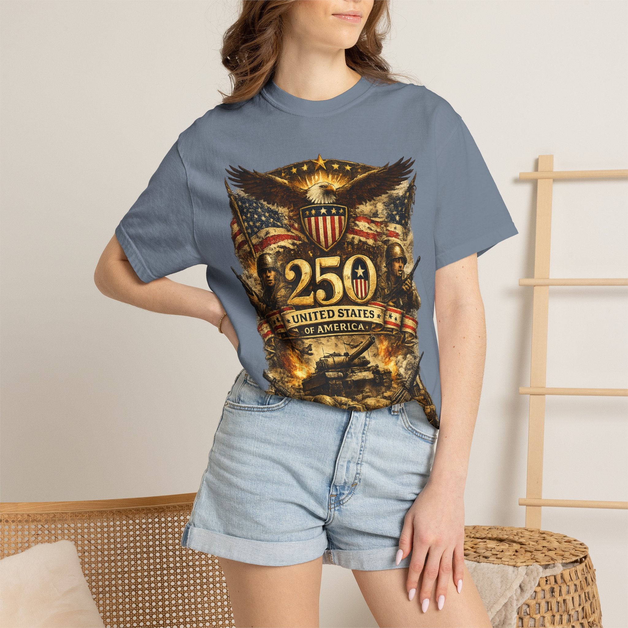 250th United States Anniversary T-Shirt — Patriotic Eagle & Military Heritage Tee (1776–2026)