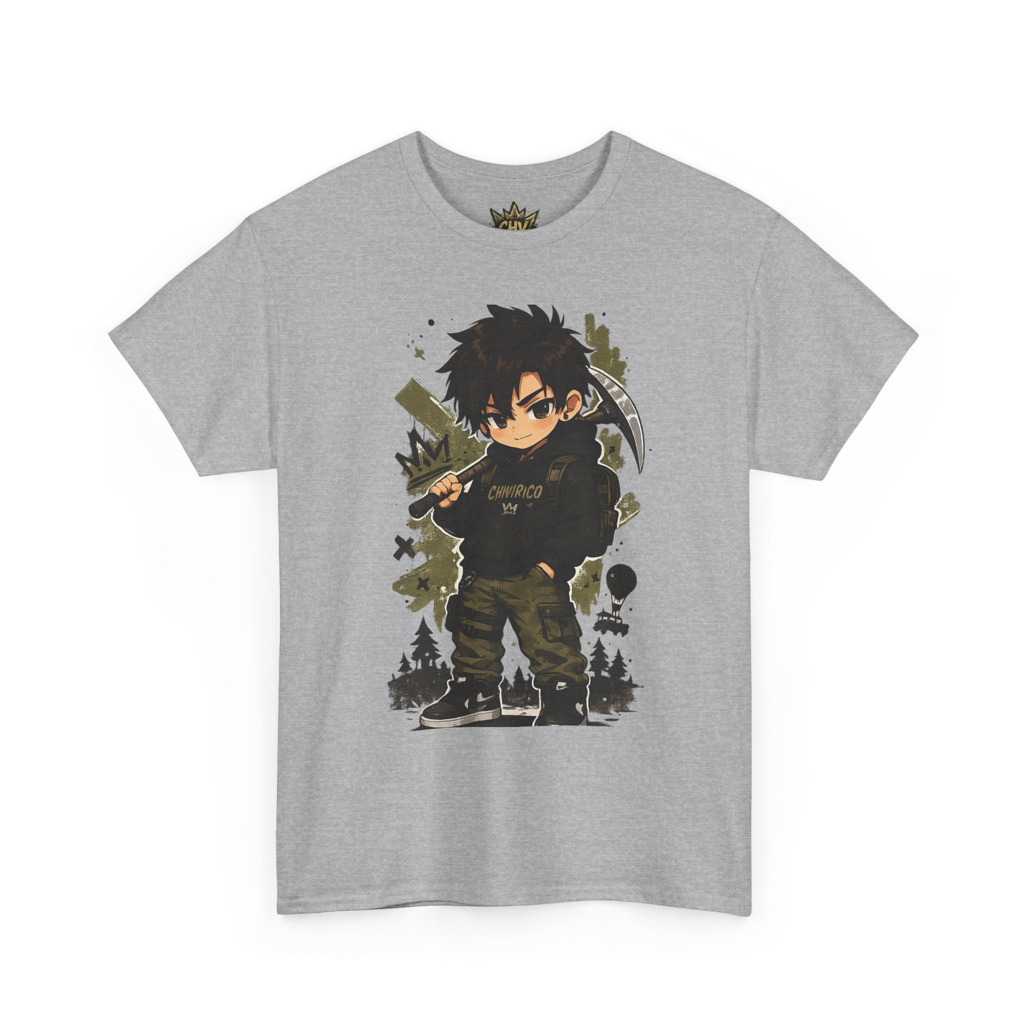 Anime Scout Tee — Chibi Soldier Graphic Shirt with "CHV" Crown Backprint