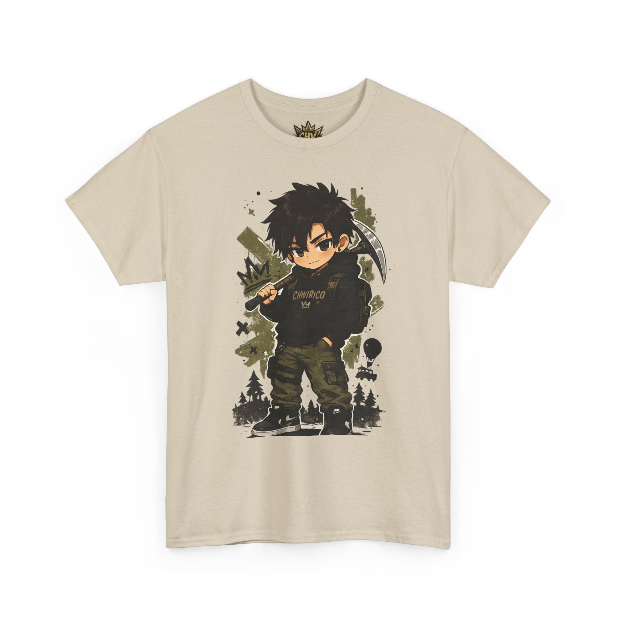 Anime Scout Tee — Chibi Soldier Graphic Shirt with "CHV" Crown Backprint