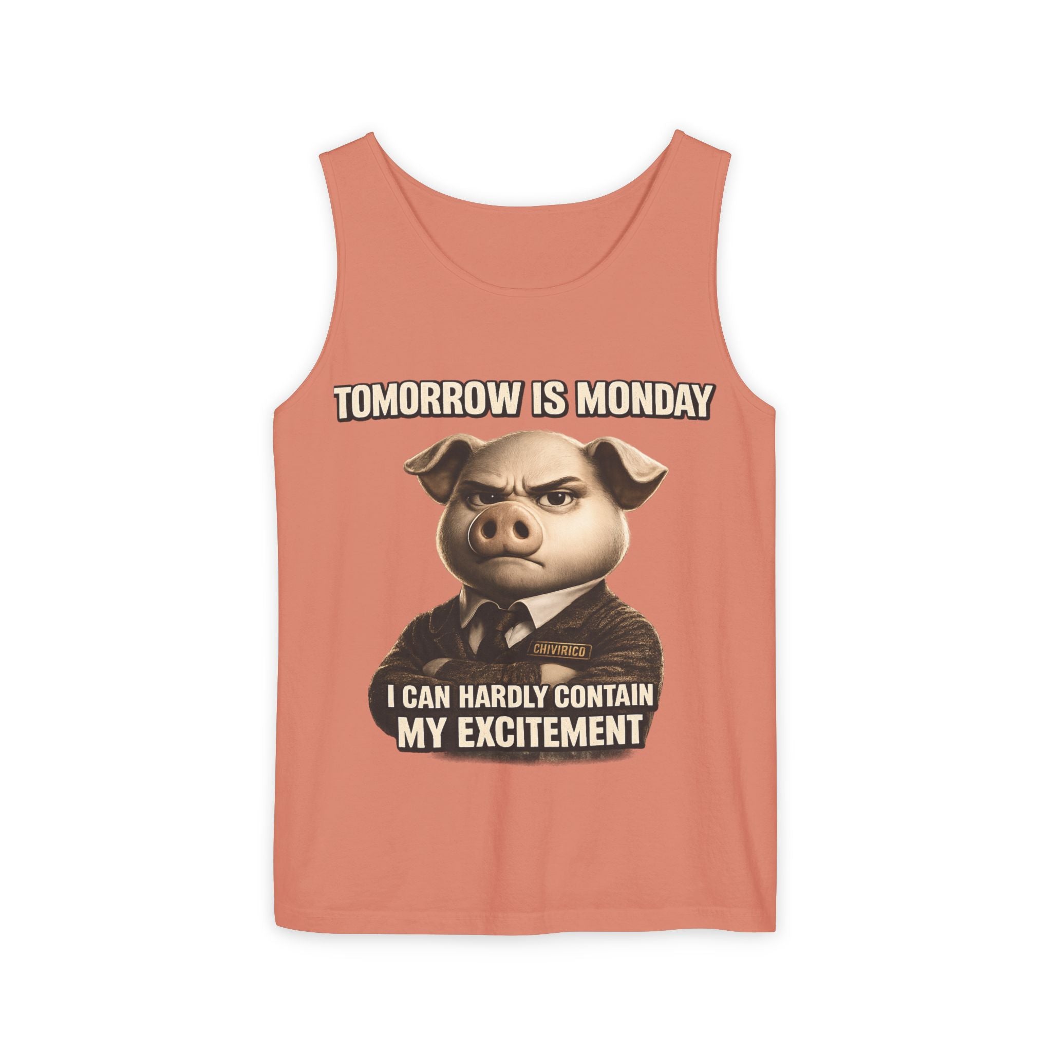 Funny 'Tomorrow Is Monday' Pig Tank Top — I Can Hardly Contain My Excitement
