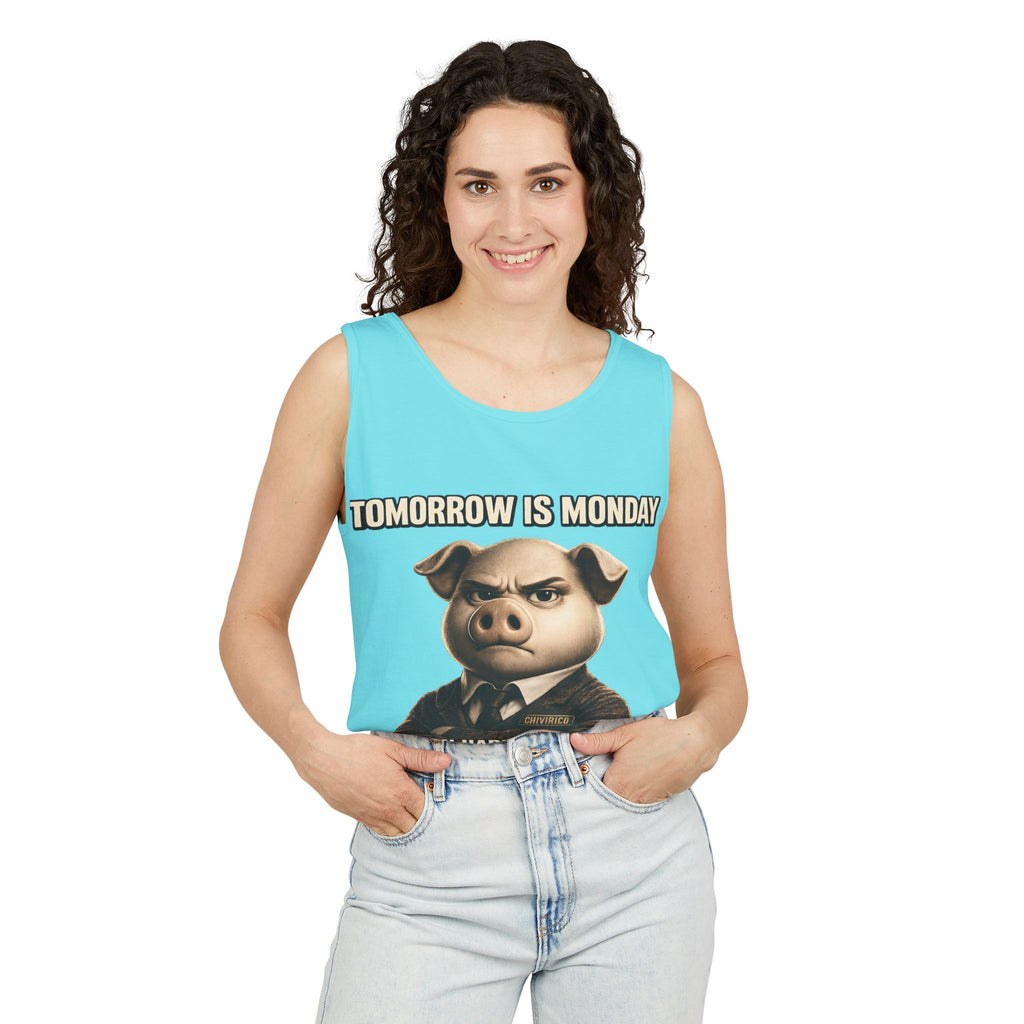 Funny 'Tomorrow Is Monday' Pig Tank Top — I Can Hardly Contain My Excitement