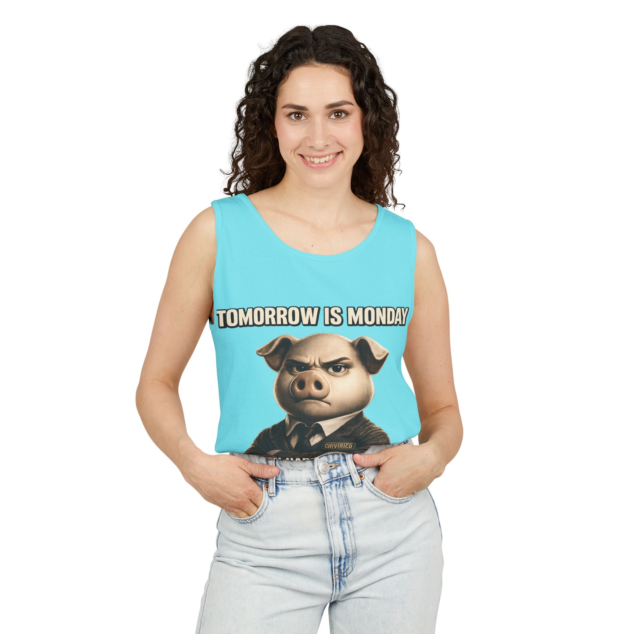 Funny 'Tomorrow Is Monday' Pig Tank Top — I Can Hardly Contain My Excitement