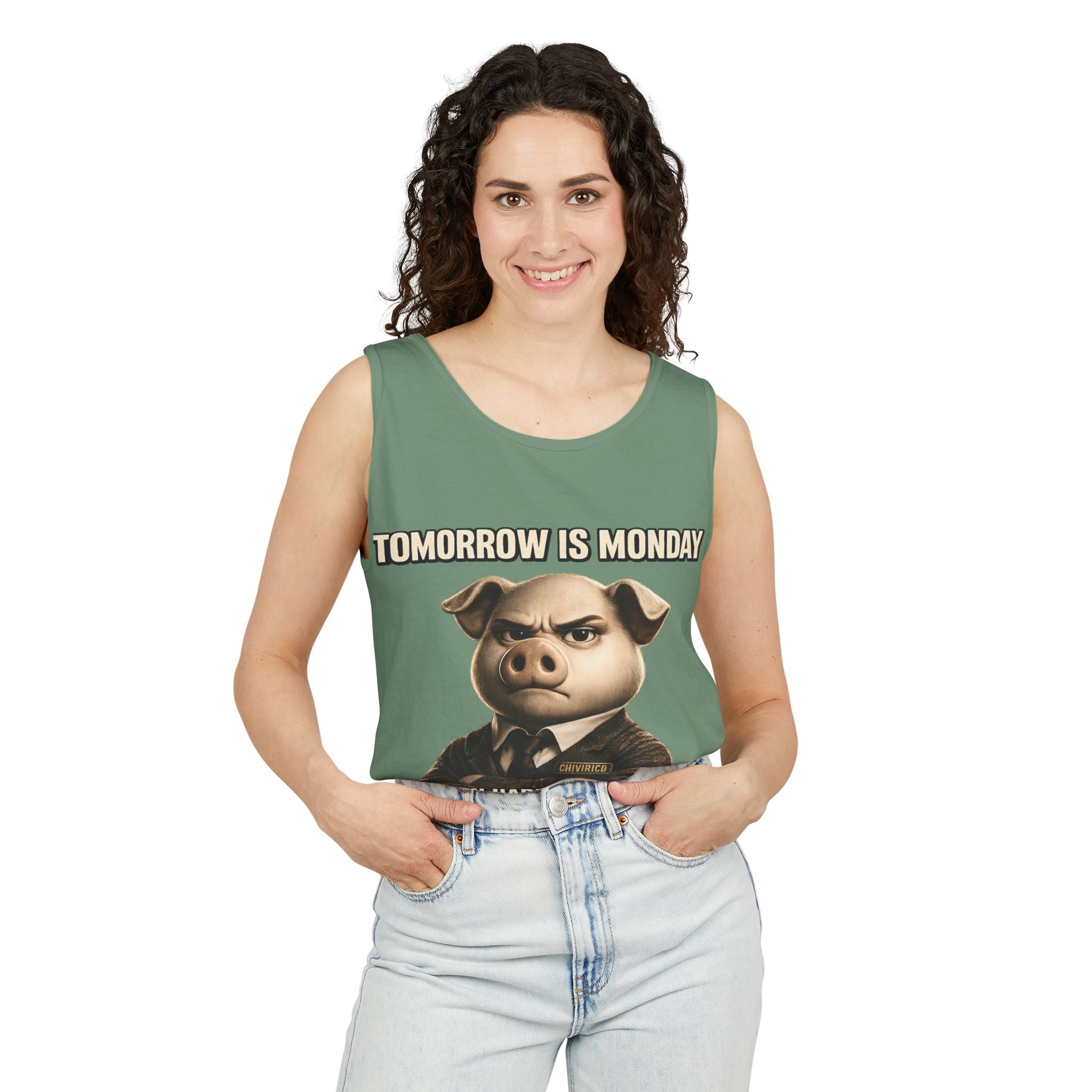 Funny 'Tomorrow Is Monday' Pig Tank Top — I Can Hardly Contain My Excitement