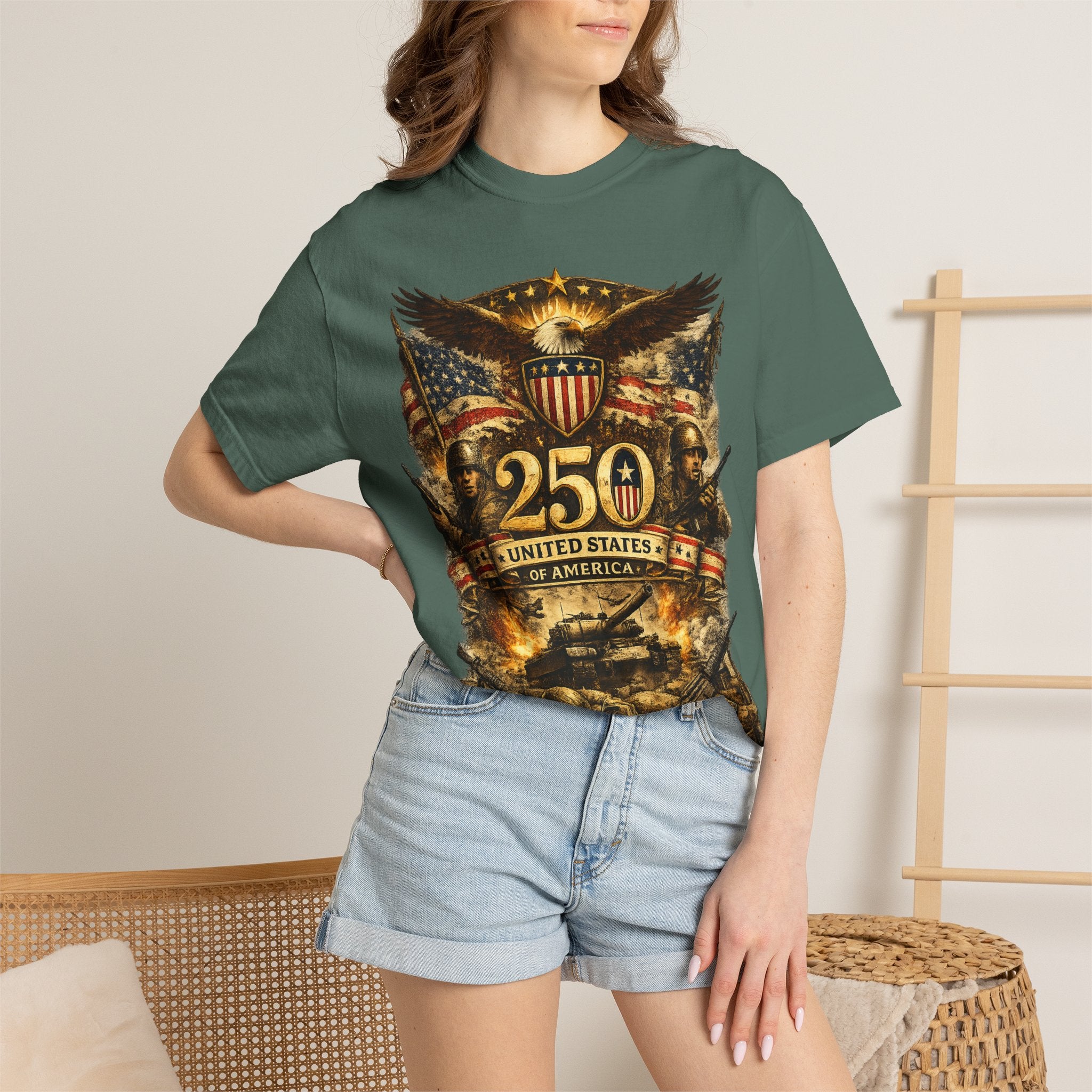 250th United States Anniversary T-Shirt — Patriotic Eagle & Military Heritage Tee (1776–2026)