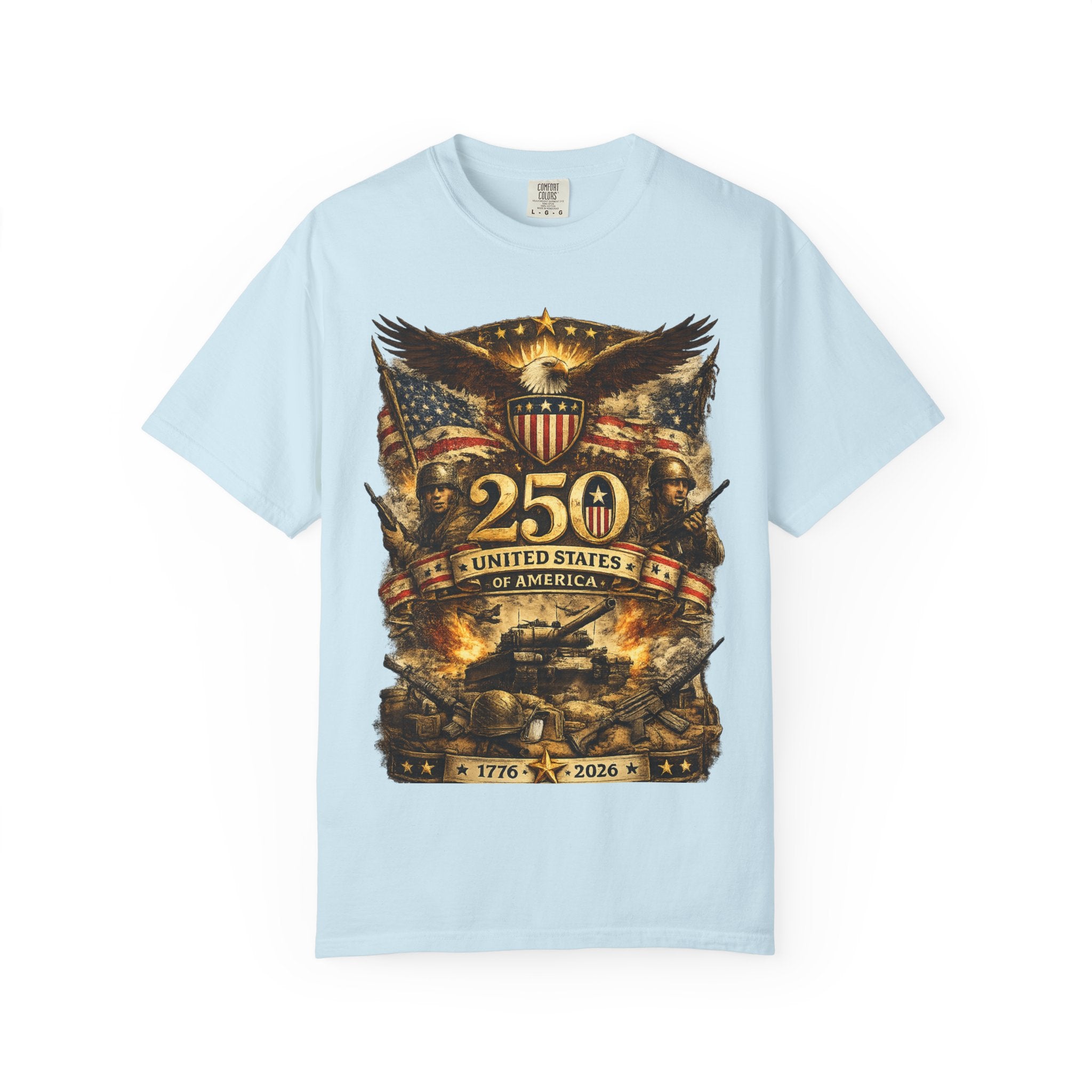 250th United States Anniversary T-Shirt — Patriotic Eagle & Military Heritage Tee (1776–2026)