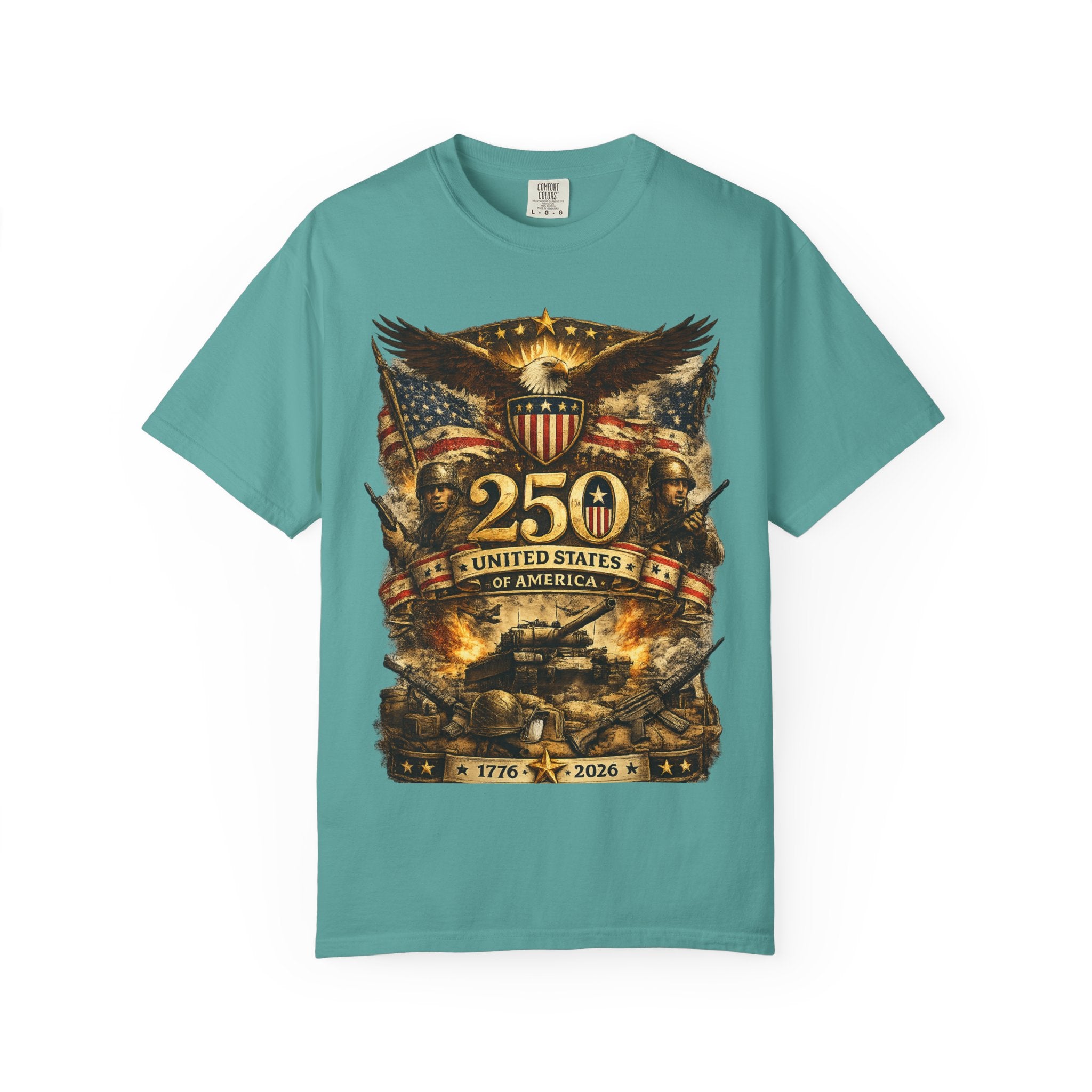 250th United States Anniversary T-Shirt — Patriotic Eagle & Military Heritage Tee (1776–2026)