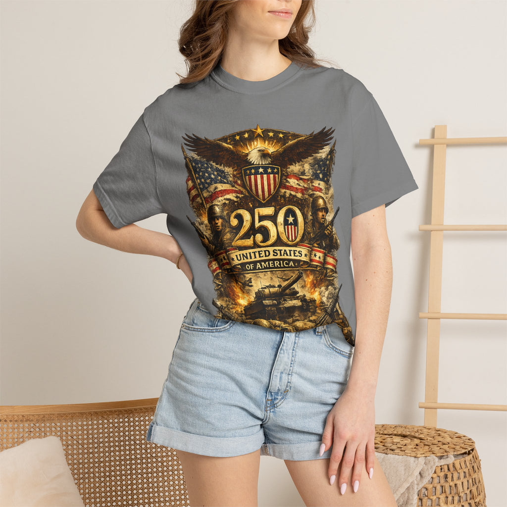 250th United States Anniversary T-Shirt — Patriotic Eagle & Military Heritage Tee (1776–2026)