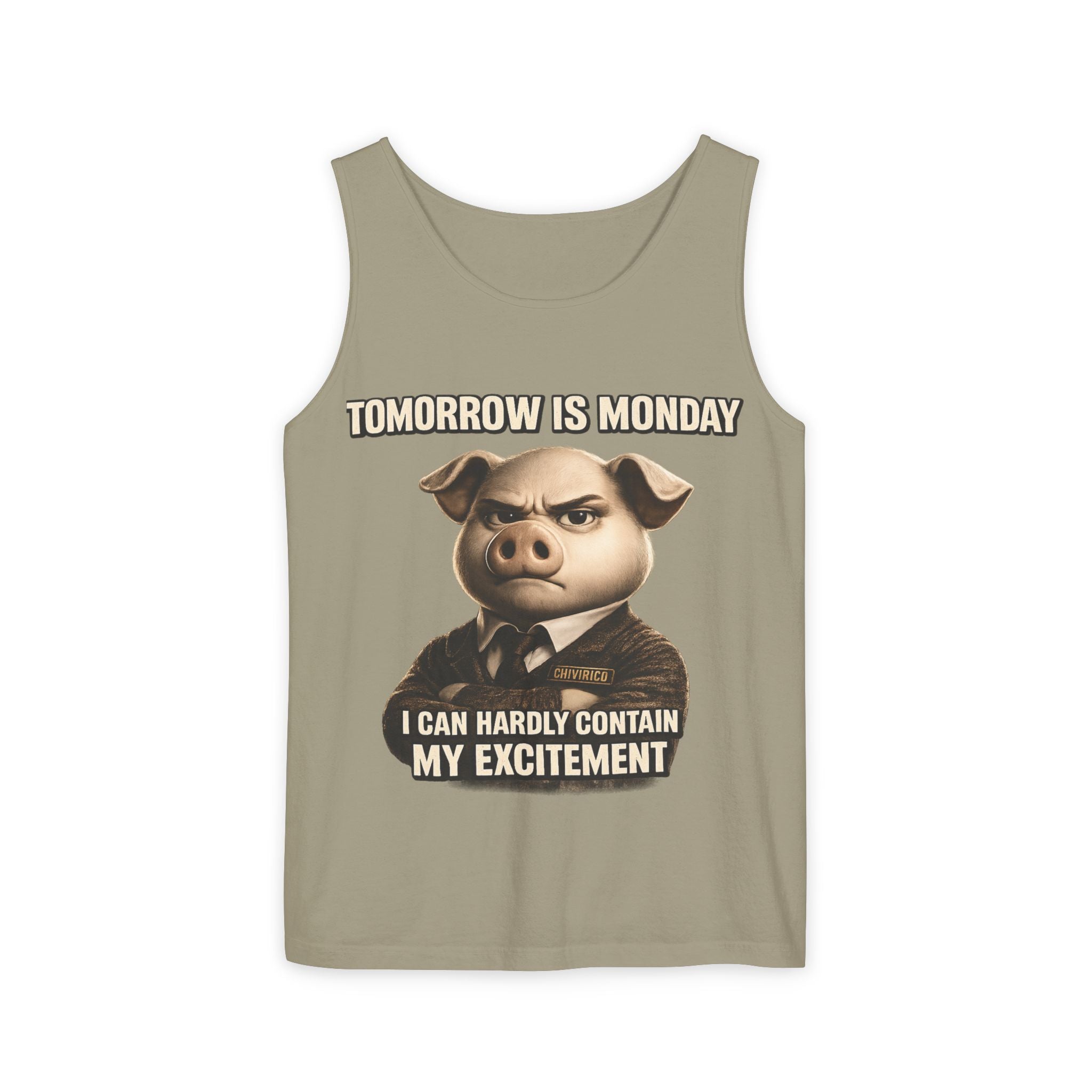Funny 'Tomorrow Is Monday' Pig Tank Top — I Can Hardly Contain My Excitement