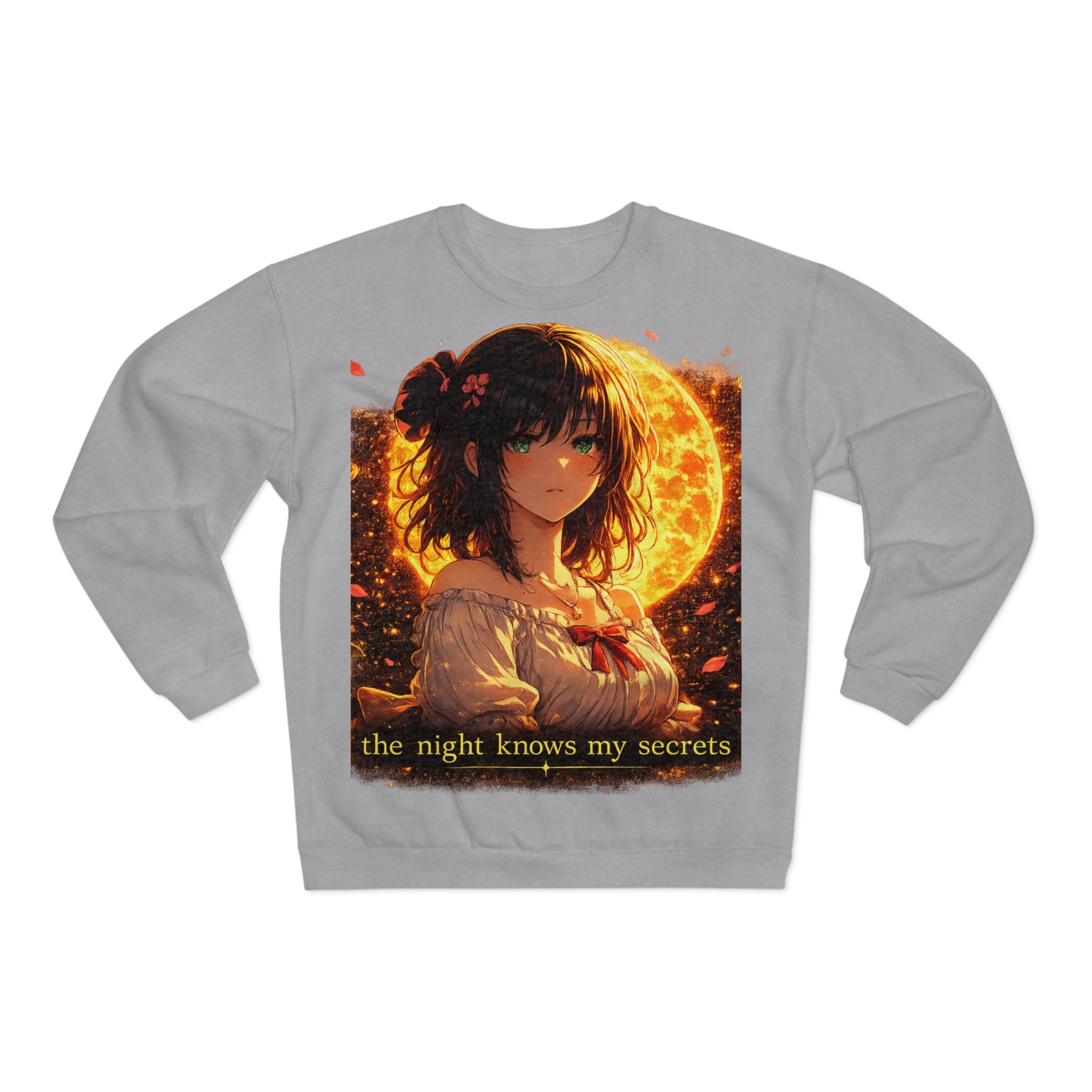 Anime Moonlit Portrait Sweatshirt — "the night knows my secrets" Crewneck