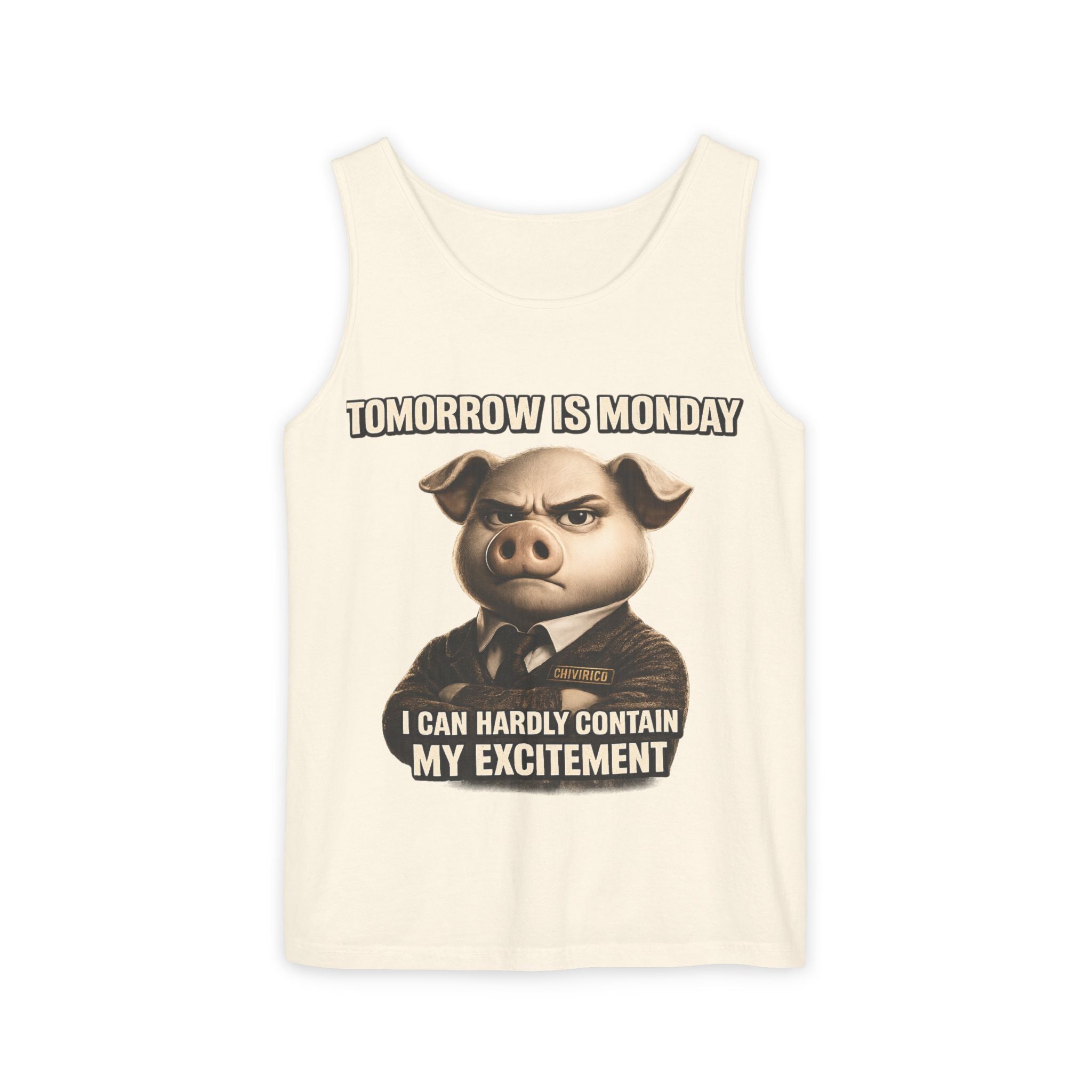 Funny 'Tomorrow Is Monday' Pig Tank Top — I Can Hardly Contain My Excitement