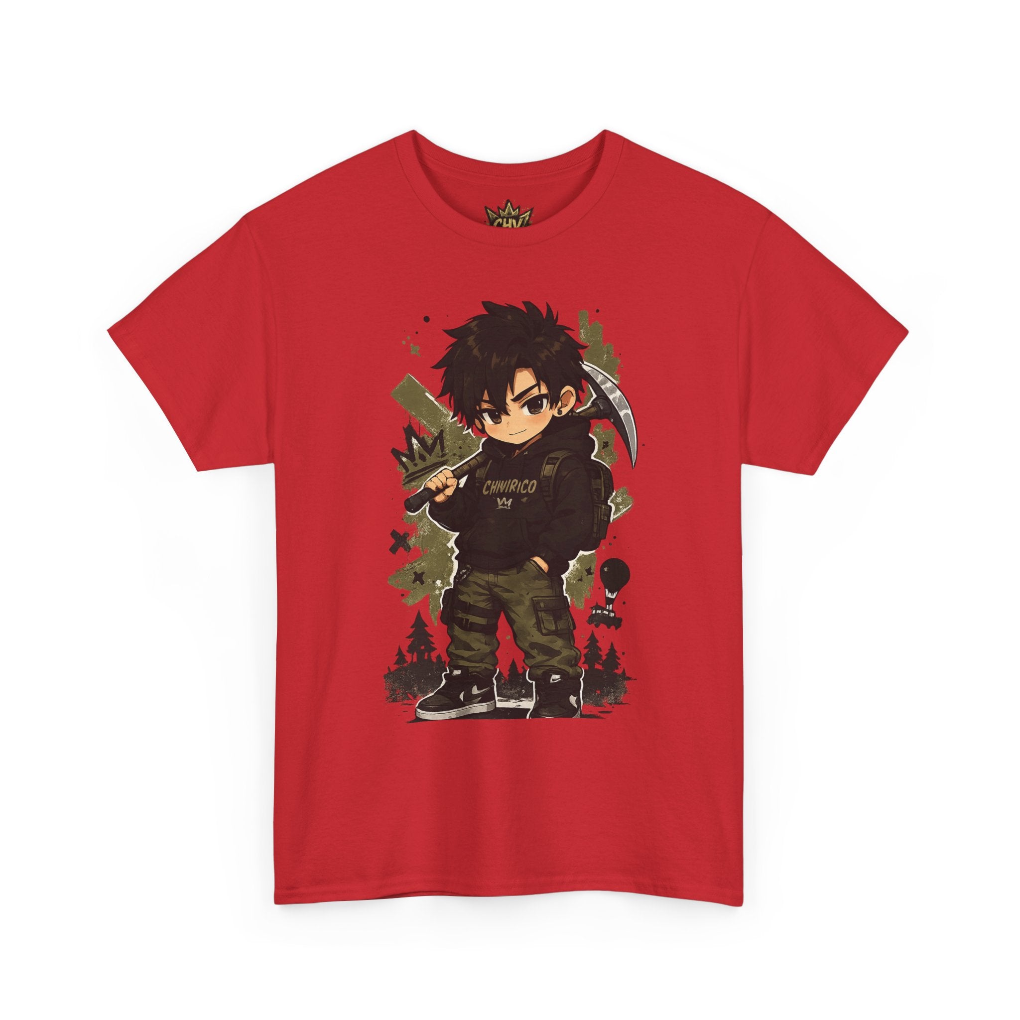 Anime Scout Tee — Chibi Soldier Graphic Shirt with "CHV" Crown Backprint