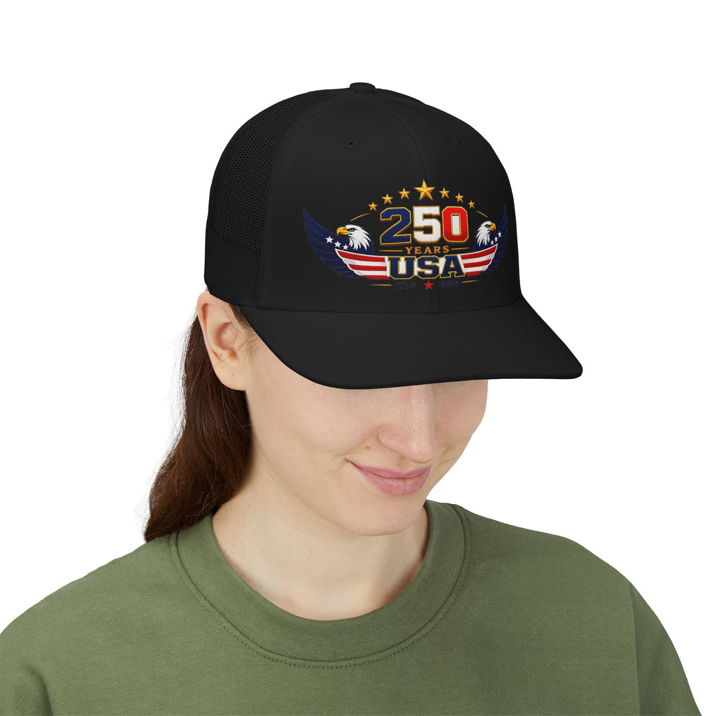 250 Years USA Snapback Trucker Cap — Patriotic 1776–2026 Anniversary Hat