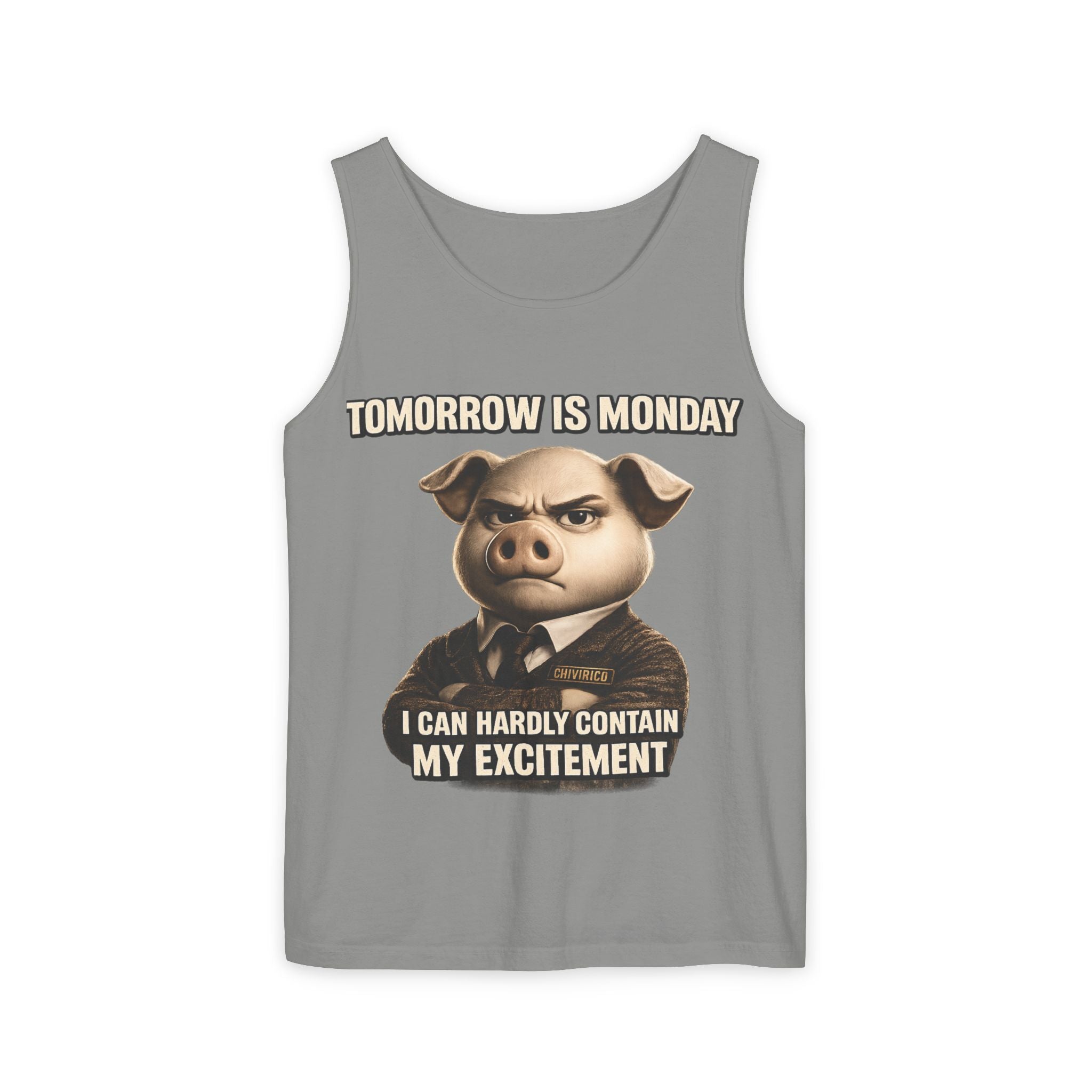 Funny 'Tomorrow Is Monday' Pig Tank Top — I Can Hardly Contain My Excitement