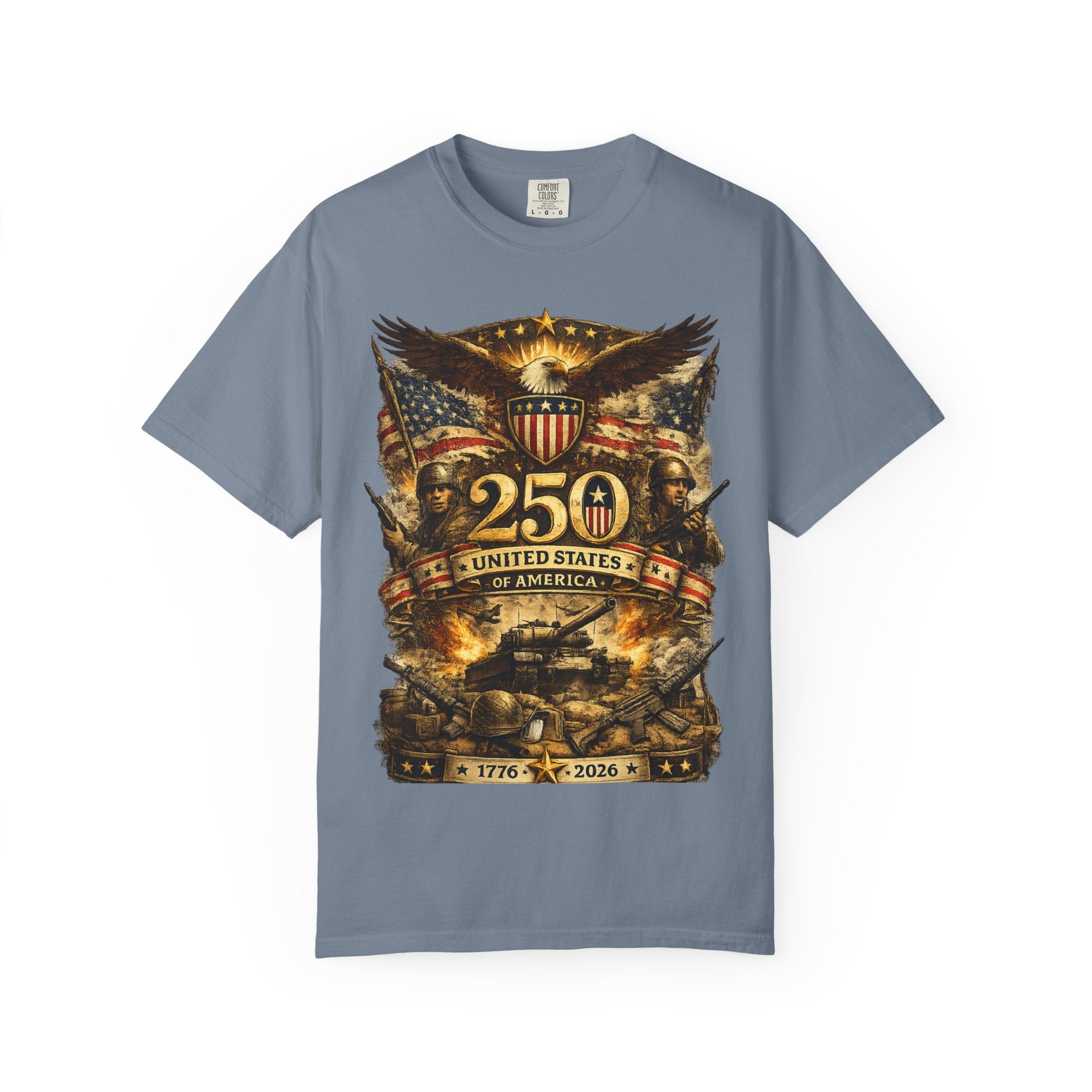 250th United States Anniversary T-Shirt — Patriotic Eagle & Military Heritage Tee (1776–2026)