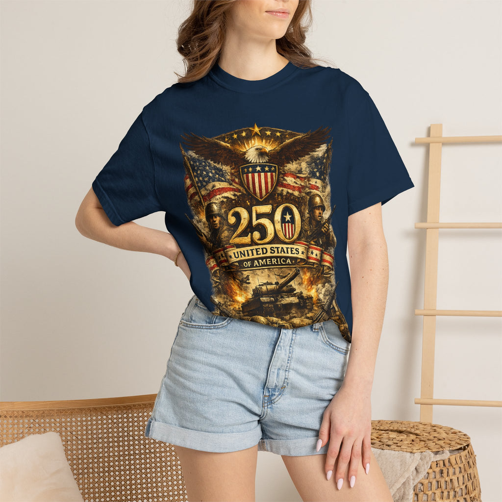 250th United States Anniversary T-Shirt — Patriotic Eagle & Military Heritage Tee (1776–2026)
