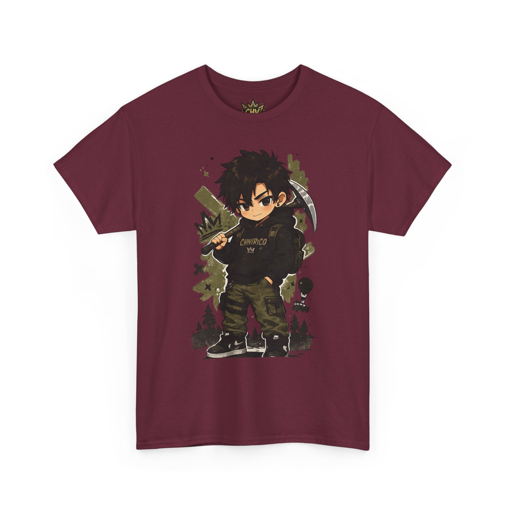 Anime Scout Tee — Chibi Soldier Graphic Shirt with "CHV" Crown Backprint