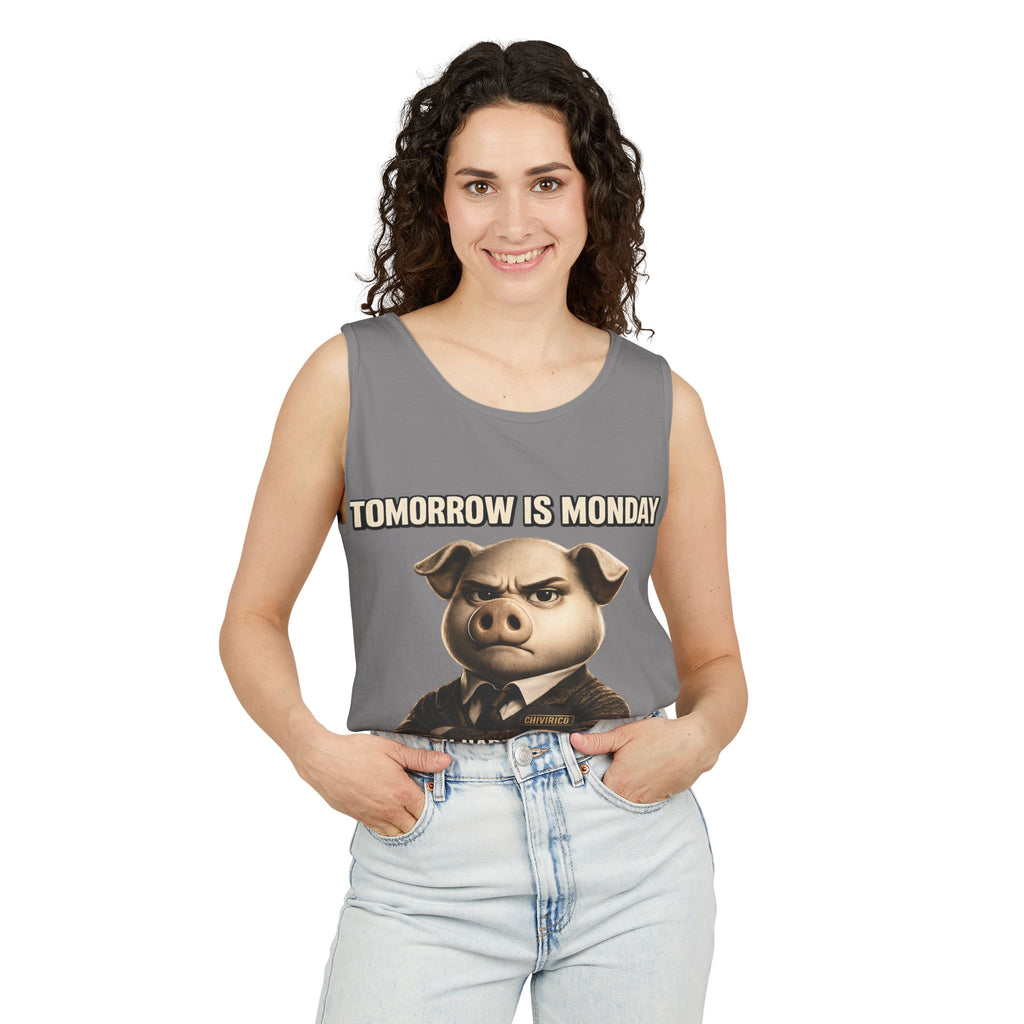 Funny 'Tomorrow Is Monday' Pig Tank Top — I Can Hardly Contain My Excitement