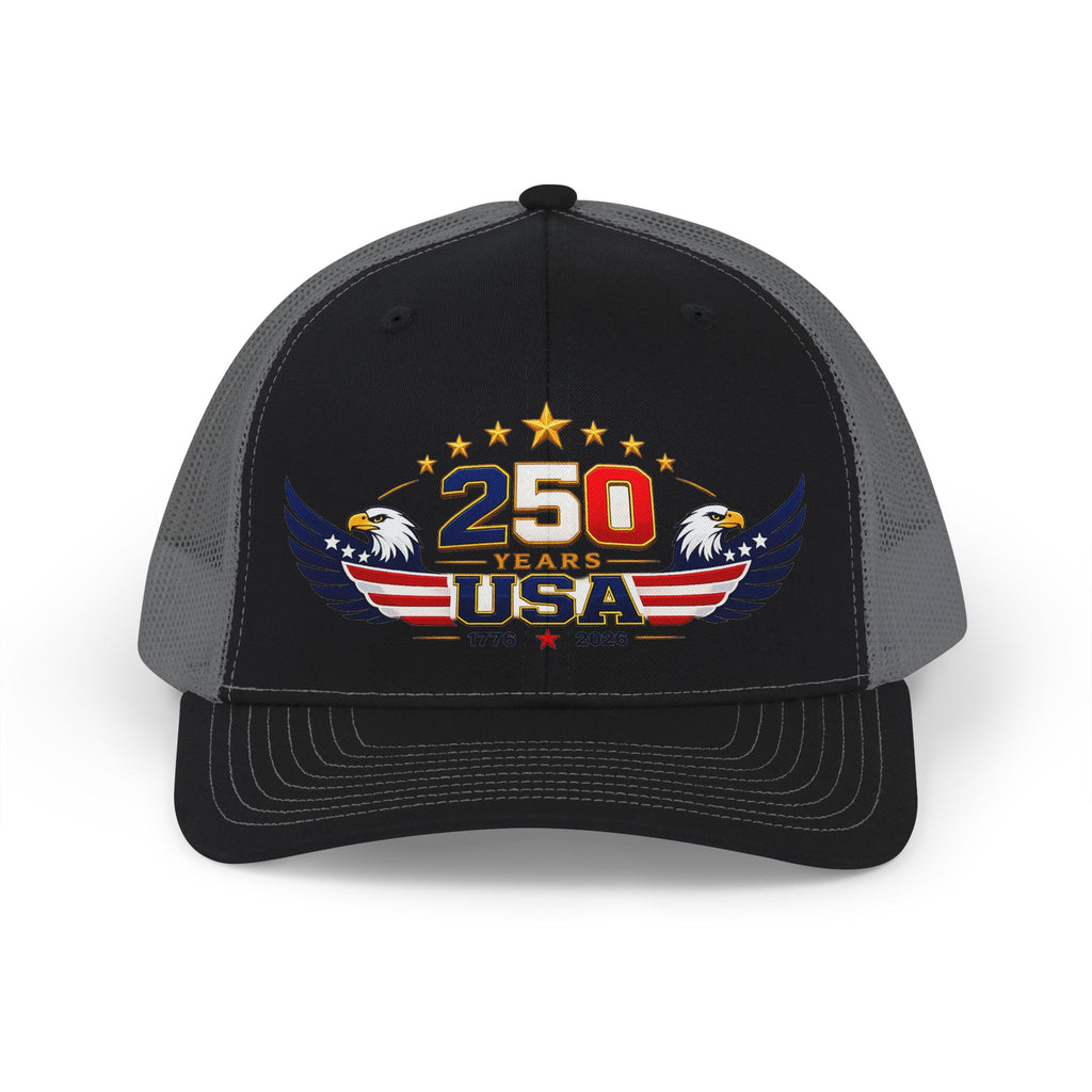 250 Years USA Snapback Trucker Cap — Patriotic 1776–2026 Anniversary Hat
