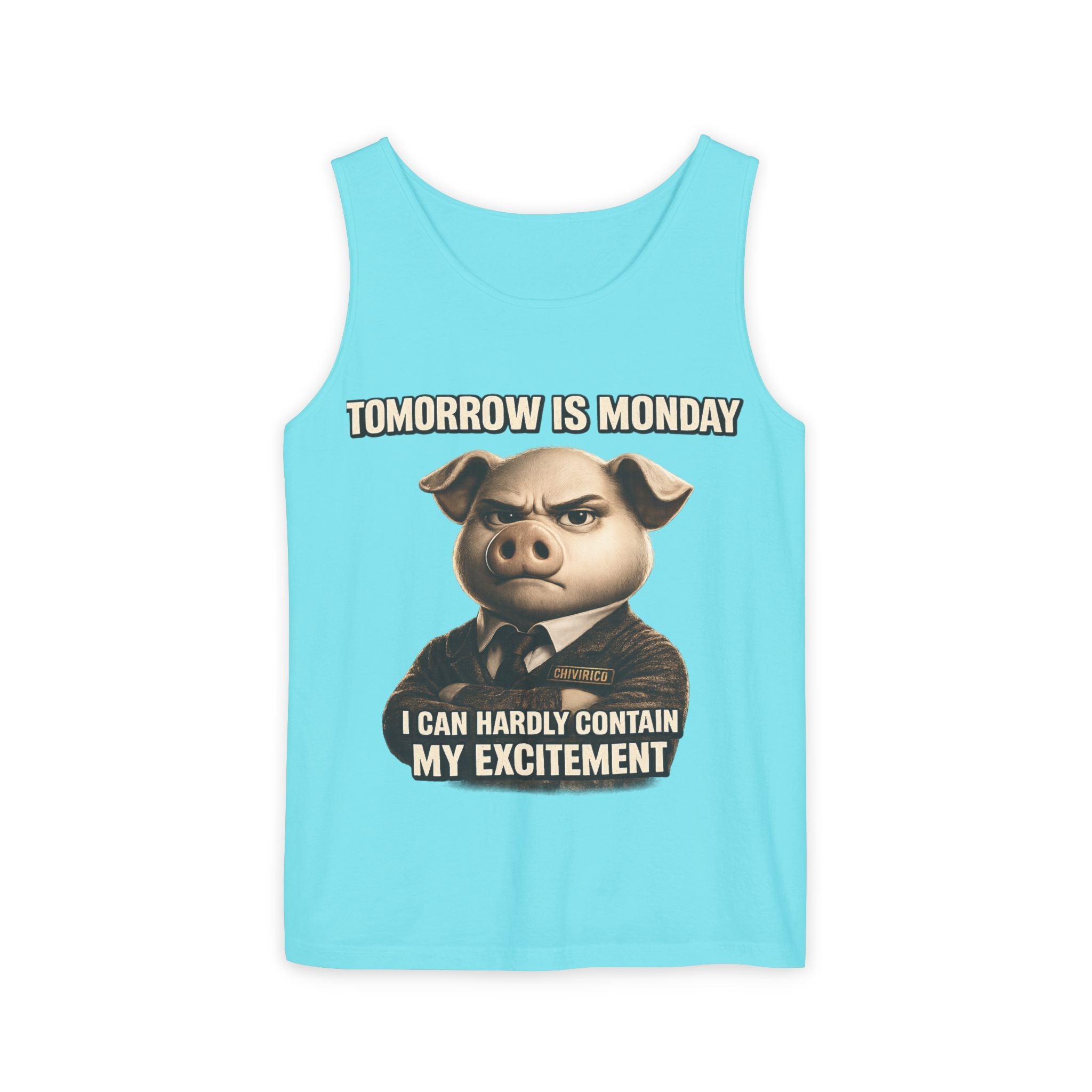 Funny 'Tomorrow Is Monday' Pig Tank Top — I Can Hardly Contain My Excitement