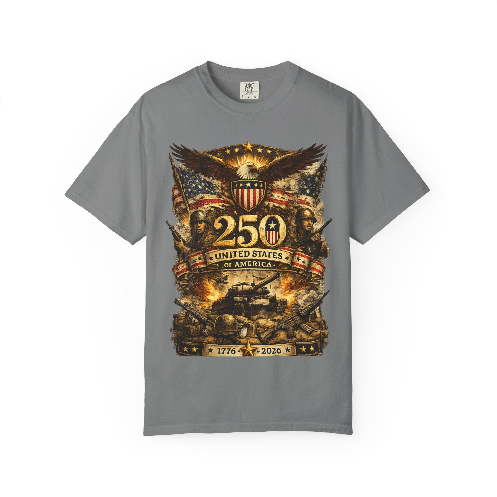 250th United States Anniversary T-Shirt — Patriotic Eagle & Military Heritage Tee (1776–2026)