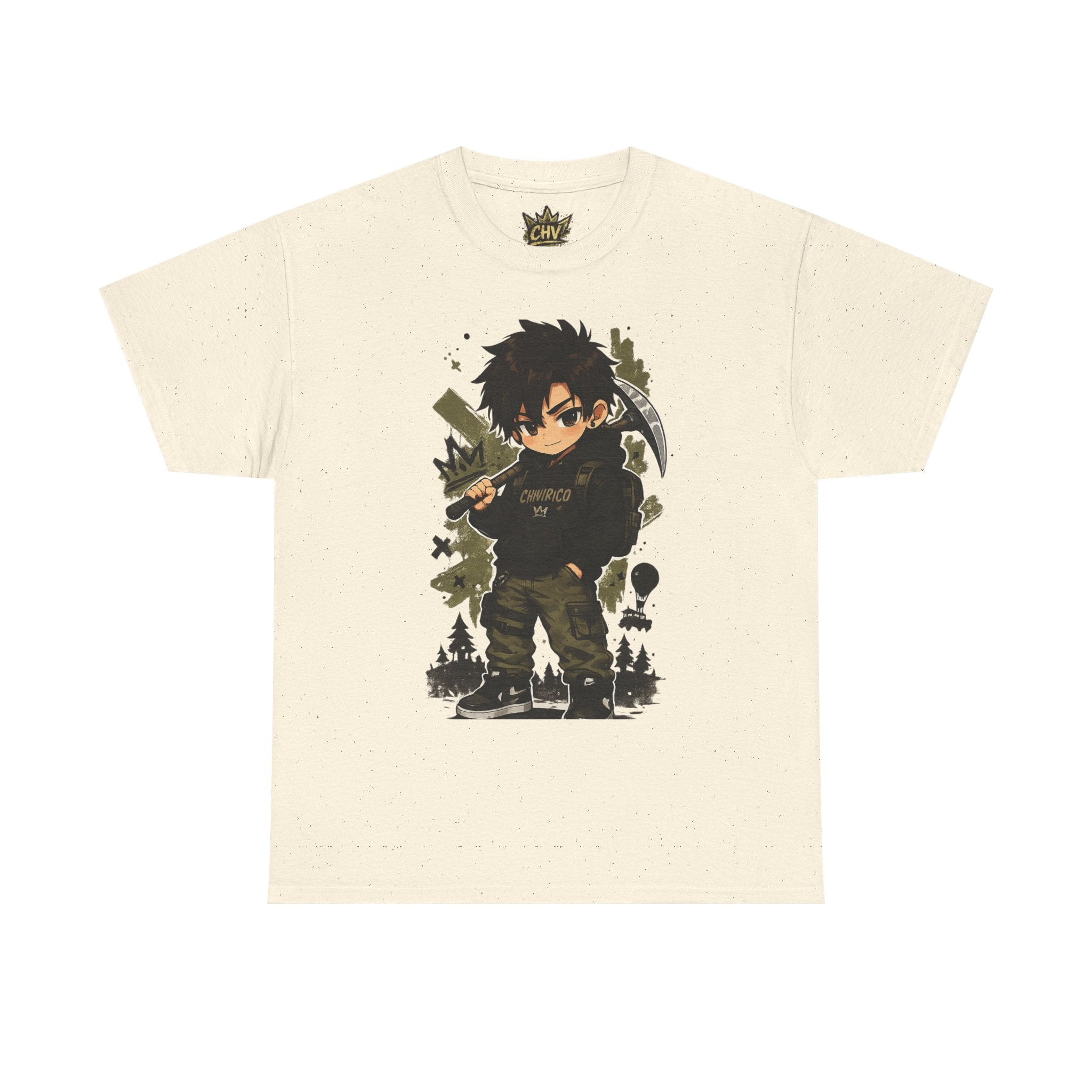 Anime Scout Tee — Chibi Soldier Graphic Shirt with "CHV" Crown Backprint