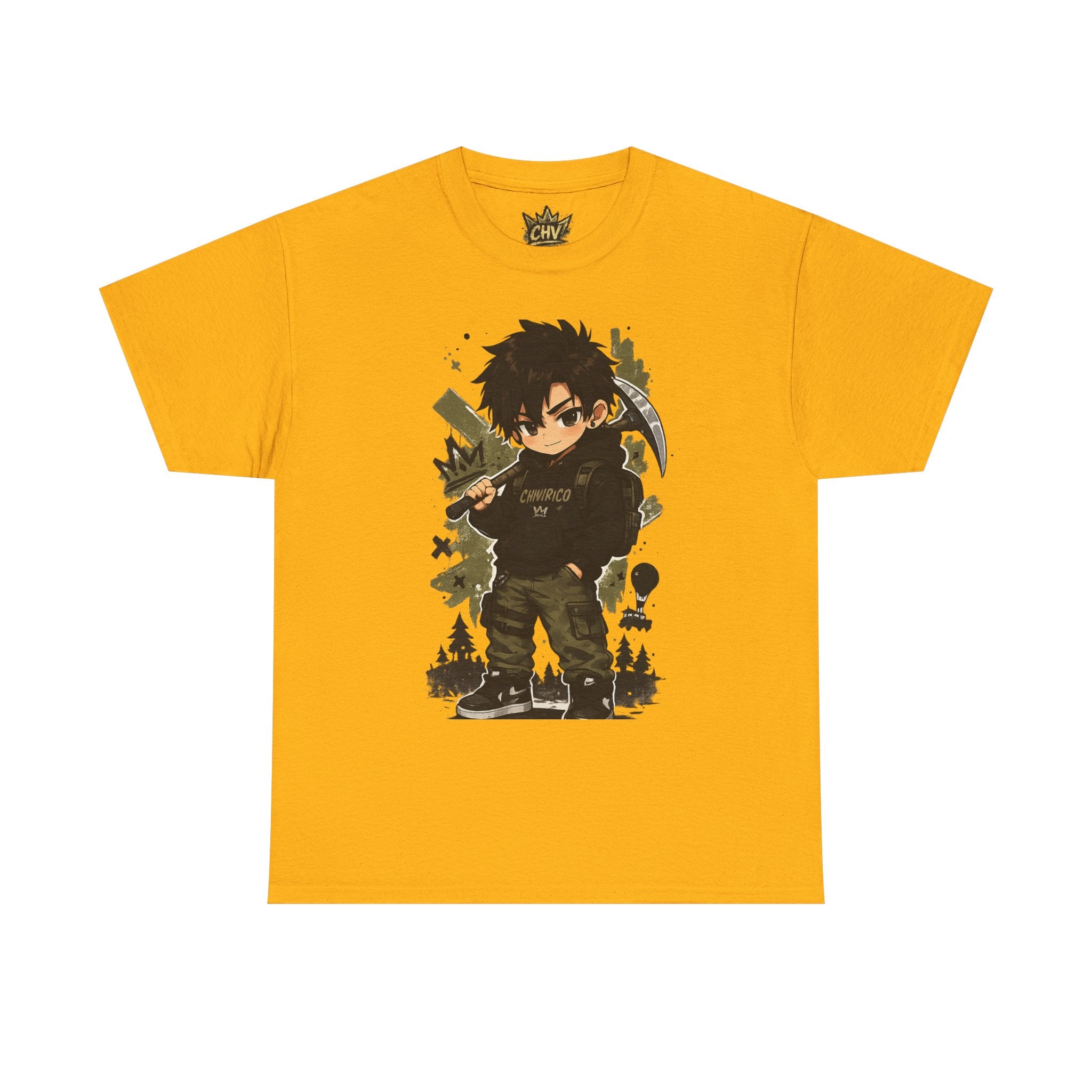 Anime Scout Tee — Chibi Soldier Graphic Shirt with "CHV" Crown Backprint