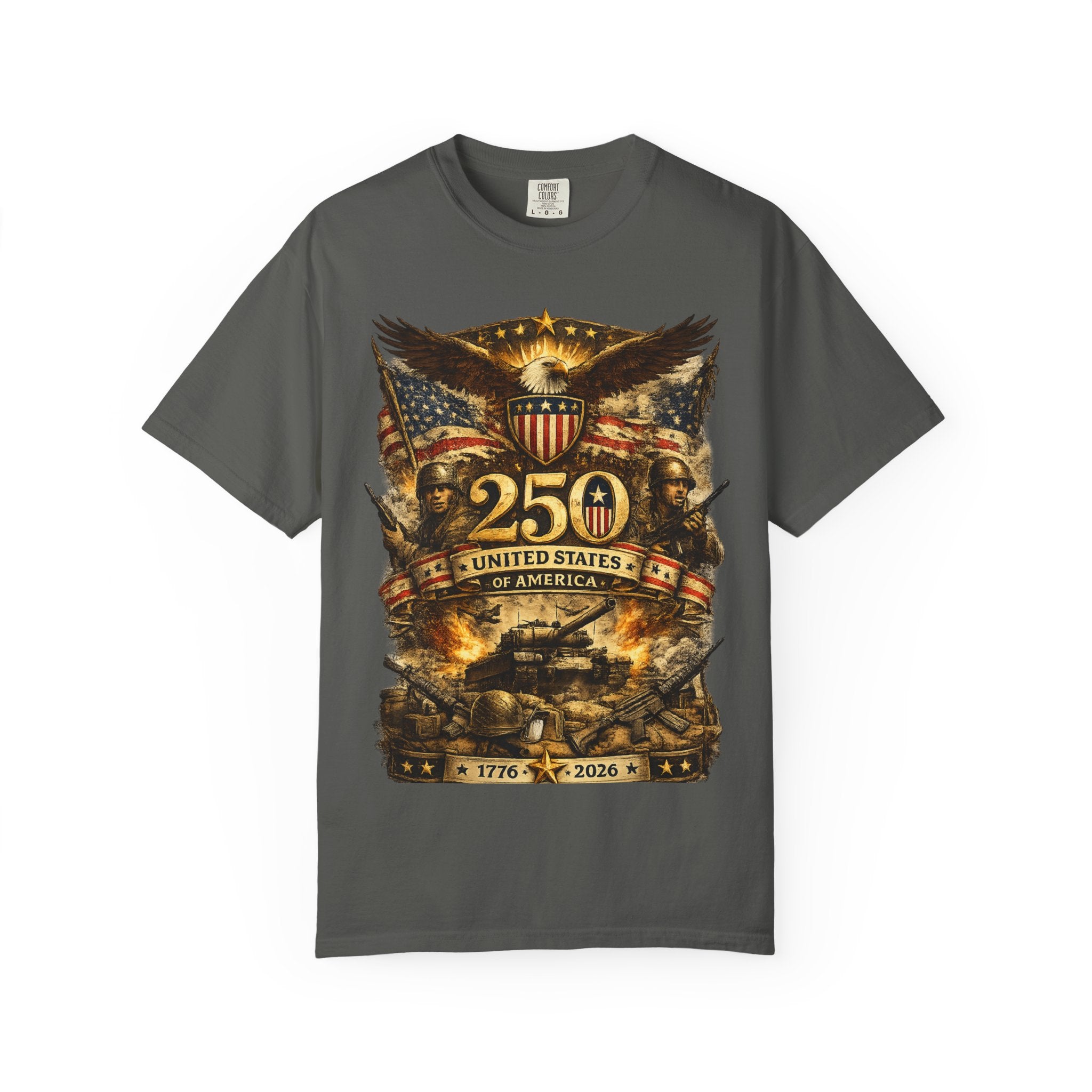 250th United States Anniversary T-Shirt — Patriotic Eagle & Military Heritage Tee (1776–2026)